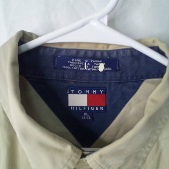 Tommy Hilfiger Shirt Men XL Button Down Short Sleeve Pocket Tan - Picture 8 of 12